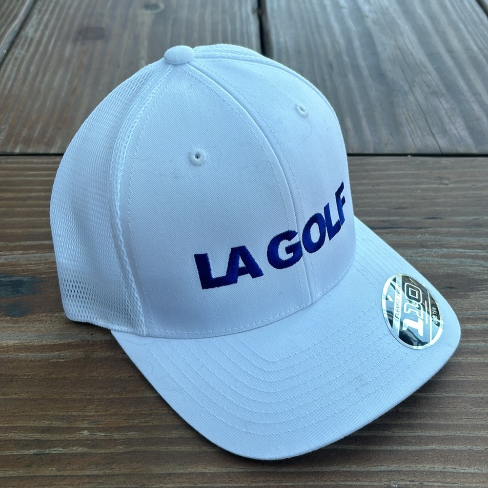 LA Golf Golf Hat in White with Blue Stitched Lettering NWT - Picture 2 of 4